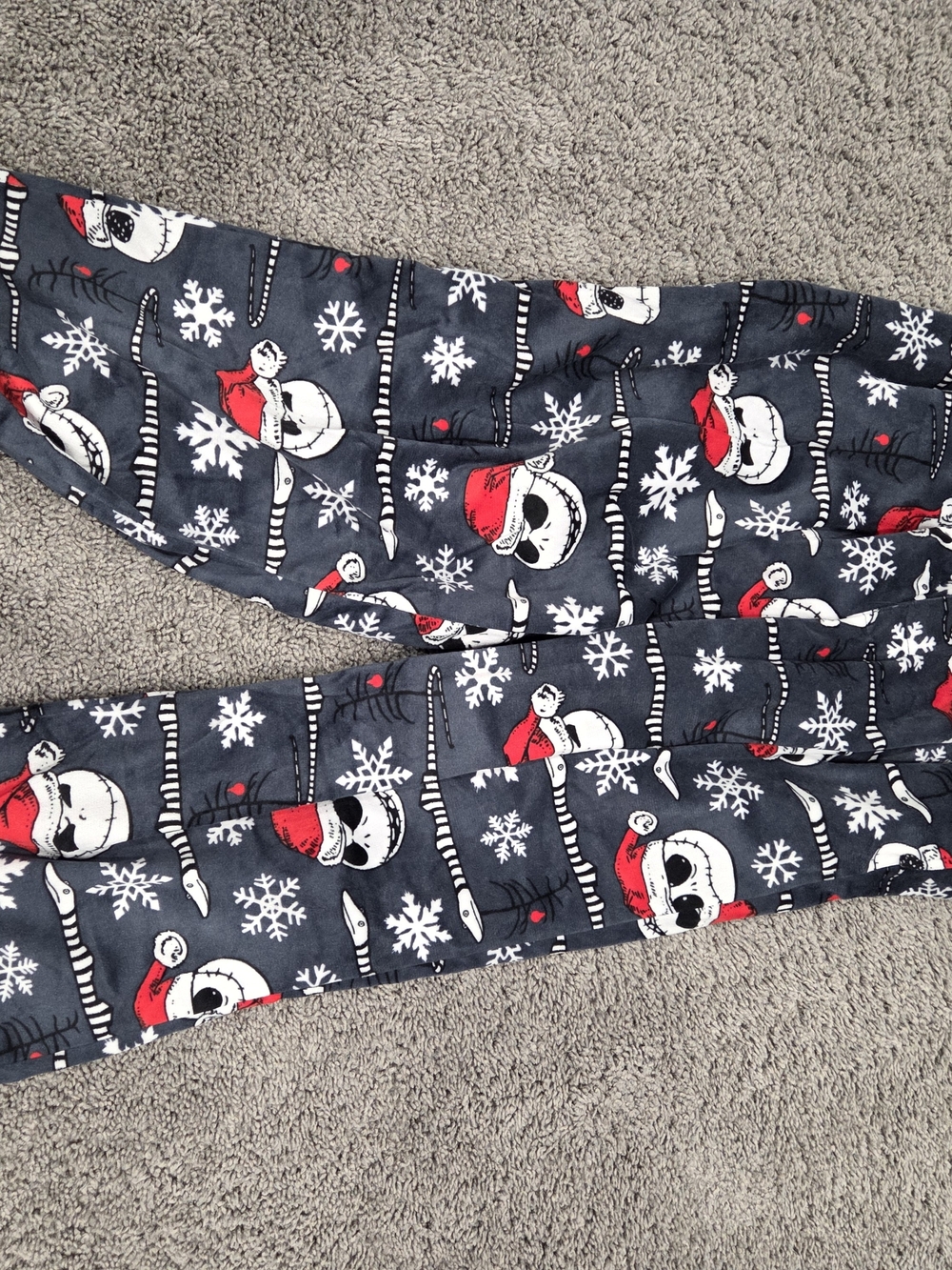 Disney Jack Skellington Pajama Pants with Red & White Snowman Print